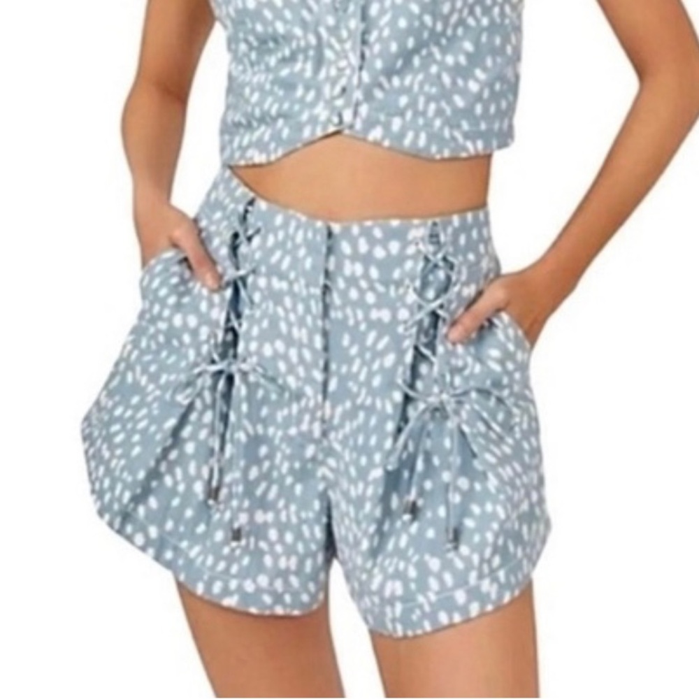 Free People Blue Pleated Bennet Short - 10